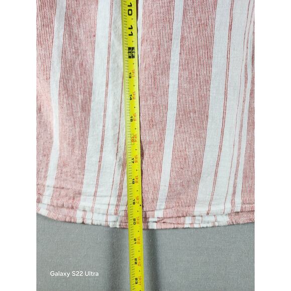 Banana Republic Linen Blend Blouse Small Red White Flutter Sleeves Cottagecore - Picture 4 of 6